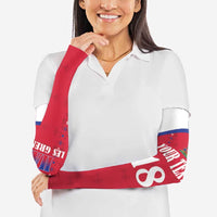Custom Haiti Football Arm Sleeves Les Grenadiers Veve Haitian Vodou Red Version - Wonder Print Shop