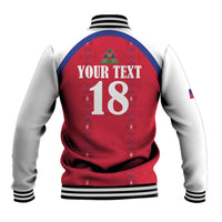 Custom Haiti Football Baseball Jacket Les Grenadiers Veve Haitian Vodou Red Version - Wonder Print Shop