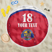 Custom Haiti Football Beach Blanket Les Grenadiers Veve Haitian Vodou Red Version - Wonder Print Shop