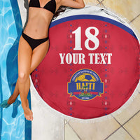 Custom Haiti Football Beach Blanket Les Grenadiers Veve Haitian Vodou Red Version - Wonder Print Shop