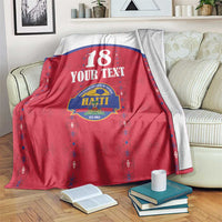 Custom Haiti Football Blanket Les Grenadiers Veve Haitian Vodou Red Version - Wonder Print Shop
