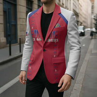 Custom Haiti Football Blazer Les Grenadiers Veve Haitian Vodou Red Version - Wonder Print Shop