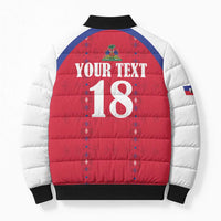 Custom Haiti Football Bomber Puffer Jacket Les Grenadiers Veve Haitian Vodou Red Version - Wonder Print Shop