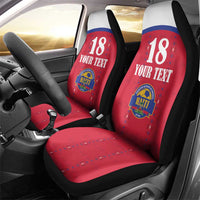 Custom Haiti Football Car Seat Cover Les Grenadiers Veve Haitian Vodou Red Version - Wonder Print Shop