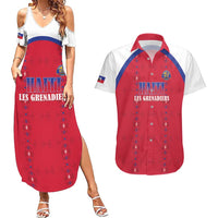 Custom Haiti Football Couples Matching Summer Maxi Dress and Hawaiian Shirt Les Grenadiers Veve Haitian Vodou Red Version - Wonder Print Shop