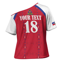 Custom Haiti Football Cross Shoulder Shirt Les Grenadiers Veve Haitian Vodou Red Version - Wonder Print Shop