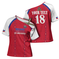 Custom Haiti Football Cross Shoulder Shirt Les Grenadiers Veve Haitian Vodou Red Version - Wonder Print Shop