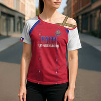 Custom Haiti Football Cross Shoulder Shirt Les Grenadiers Veve Haitian Vodou Red Version - Wonder Print Shop