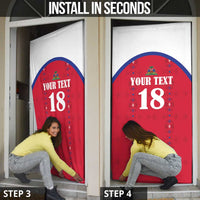 Custom Haiti Football Door Cover Les Grenadiers Veve Haitian Vodou Red Version - Wonder Print Shop