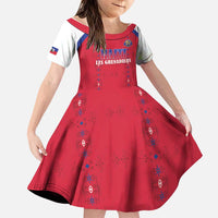 Custom Haiti Football Family Matching Mermaid Dress and Hawaiian Shirt Les Grenadiers Veve Haitian Vodou Red Version - Wonder Print Shop