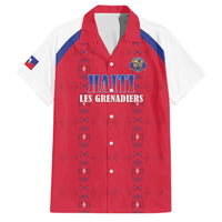 Custom Haiti Football Family Matching Mermaid Dress and Hawaiian Shirt Les Grenadiers Veve Haitian Vodou Red Version - Wonder Print Shop