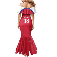 Custom Haiti Football Family Matching Mermaid Dress and Hawaiian Shirt Les Grenadiers Veve Haitian Vodou Red Version - Wonder Print Shop