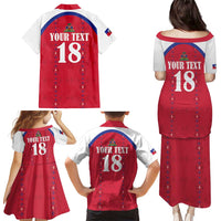 Custom Haiti Football Family Matching Puletasi and Hawaiian Shirt Les Grenadiers Veve Haitian Vodou Red Version - Wonder Print Shop