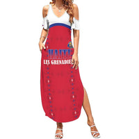Custom Haiti Football Family Matching Summer Maxi Dress and Hawaiian Shirt Les Grenadiers Veve Haitian Vodou Red Version - Wonder Print Shop