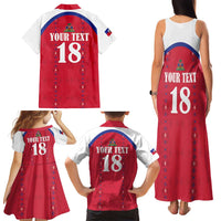Custom Haiti Football Family Matching Tank Maxi Dress and Hawaiian Shirt Les Grenadiers Veve Haitian Vodou Red Version - Wonder Print Shop