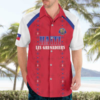 Custom Haiti Football Hawaiian Shirt Les Grenadiers Veve Haitian Vodou Red Version - Wonder Print Shop