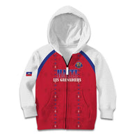 Custom Haiti Football Kid Hoodie Les Grenadiers Veve Haitian Vodou Red Version - Wonder Print Shop