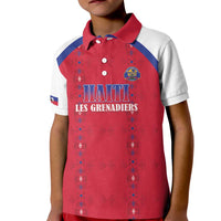 Custom Haiti Football Kid Polo Shirt Les Grenadiers Veve Haitian Vodou Red Version - Wonder Print Shop