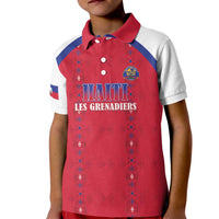 Custom Haiti Football Kid Polo Shirt Les Grenadiers Veve Haitian Vodou Red Version - Wonder Print Shop