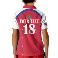 Custom Haiti Football Kid Polo Shirt Les Grenadiers Veve Haitian Vodou Red Version - Wonder Print Shop