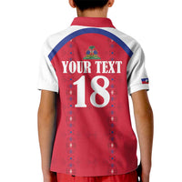 Custom Haiti Football Kid Polo Shirt Les Grenadiers Veve Haitian Vodou Red Version - Wonder Print Shop