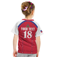 Custom Haiti Football Kid T Shirt Les Grenadiers Veve Haitian Vodou Red Version - Wonder Print Shop