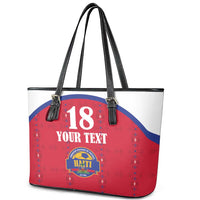 Custom Haiti Football Leather Tote Bag Les Grenadiers Veve Haitian Vodou Red Version - Wonder Print Shop