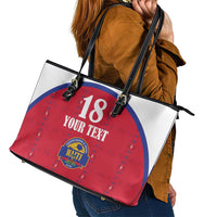 Custom Haiti Football Leather Tote Bag Les Grenadiers Veve Haitian Vodou Red Version - Wonder Print Shop
