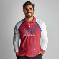 Custom Haiti Football Long Sleeve Polo Shirt Les Grenadiers Veve Haitian Vodou Red Version - Wonder Print Shop