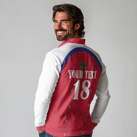 Custom Haiti Football Long Sleeve Polo Shirt Les Grenadiers Veve Haitian Vodou Red Version - Wonder Print Shop
