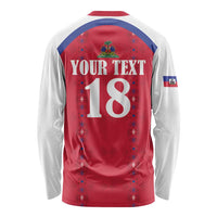 Custom Haiti Football Long Sleeve Shirt Les Grenadiers Veve Haitian Vodou Red Version - Wonder Print Shop
