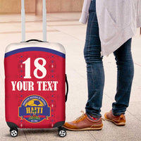 Custom Haiti Football Luggage Cover Les Grenadiers Veve Haitian Vodou Red Version - Wonder Print Shop