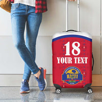 Custom Haiti Football Luggage Cover Les Grenadiers Veve Haitian Vodou Red Version - Wonder Print Shop