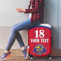 Custom Haiti Football Luggage Cover Les Grenadiers Veve Haitian Vodou Red Version - Wonder Print Shop