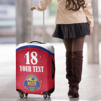 Custom Haiti Football Luggage Cover Les Grenadiers Veve Haitian Vodou Red Version - Wonder Print Shop