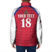 Custom Haiti Football Padded Jacket Les Grenadiers Veve Haitian Vodou Red Version - Wonder Print Shop