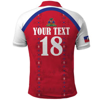 Custom Haiti Football Polo Shirt Les Grenadiers Veve Haitian Vodou Red Version - Wonder Print Shop
