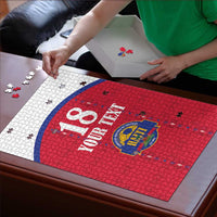 Custom Haiti Football Puzzle Les Grenadiers Veve Haitian Vodou Red Version - Wonder Print Shop