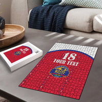 Custom Haiti Football Puzzle Les Grenadiers Veve Haitian Vodou Red Version - Wonder Print Shop