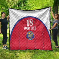 Custom Haiti Football Quilt Les Grenadiers Veve Haitian Vodou Red Version - Wonder Print Shop