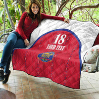 Custom Haiti Football Quilt Les Grenadiers Veve Haitian Vodou Red Version - Wonder Print Shop