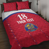 Custom Haiti Football Quilt Bed Set Les Grenadiers Veve Haitian Vodou Red Version - Wonder Print Shop