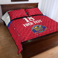 Custom Haiti Football Quilt Bed Set Les Grenadiers Veve Haitian Vodou Red Version - Wonder Print Shop
