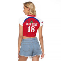 Custom Haiti Football Raglan Cropped T Shirt Les Grenadiers Veve Haitian Vodou Red Version - Wonder Print Shop