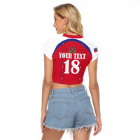 Custom Haiti Football Raglan Cropped T Shirt Les Grenadiers Veve Haitian Vodou Red Version - Wonder Print Shop