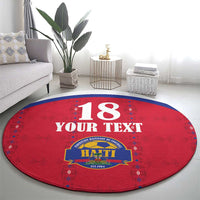 Custom Haiti Football Round Carpet Les Grenadiers Veve Haitian Vodou Red Version - Wonder Print Shop