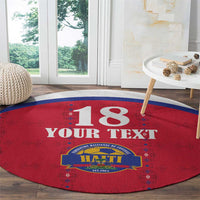 Custom Haiti Football Round Carpet Les Grenadiers Veve Haitian Vodou Red Version - Wonder Print Shop