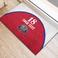 Custom Haiti Football Rubber Doormat Les Grenadiers Veve Haitian Vodou Red Version - Wonder Print Shop