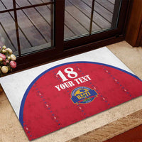 Custom Haiti Football Rubber Doormat Les Grenadiers Veve Haitian Vodou Red Version - Wonder Print Shop