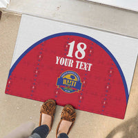 Custom Haiti Football Rubber Doormat Les Grenadiers Veve Haitian Vodou Red Version - Wonder Print Shop